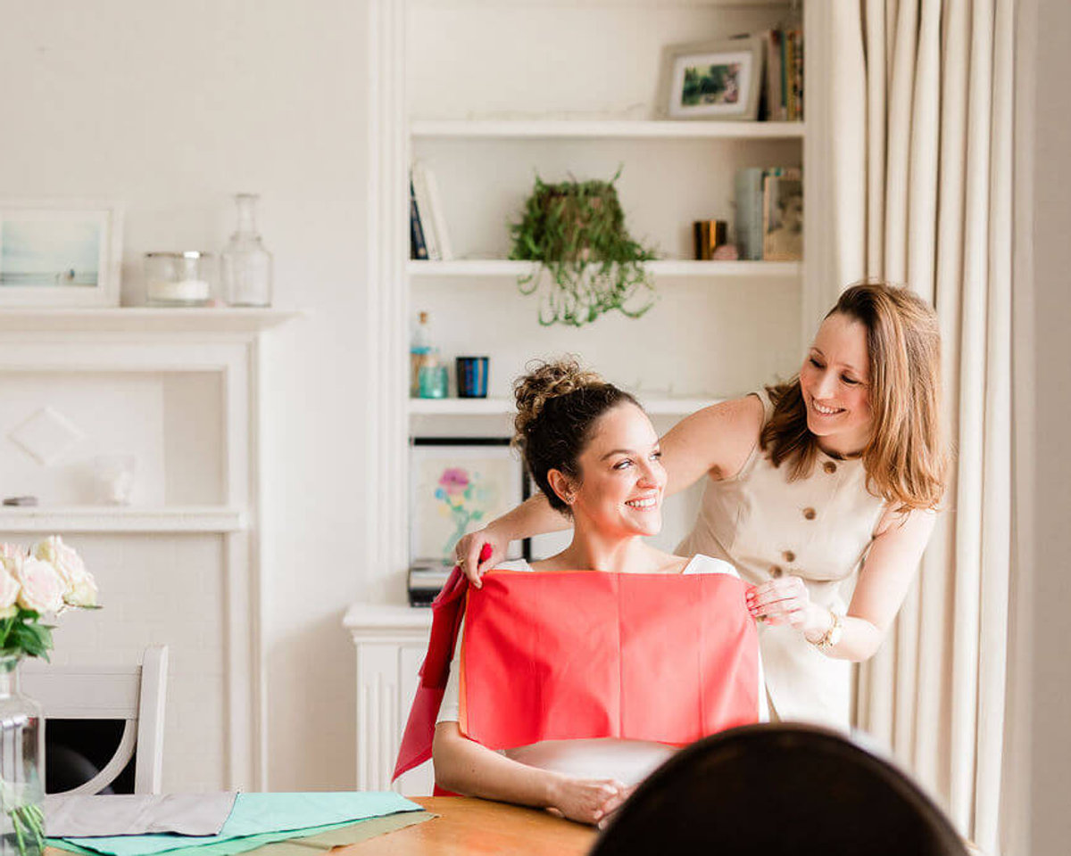 Julia guiding a client through a personal colour consultation