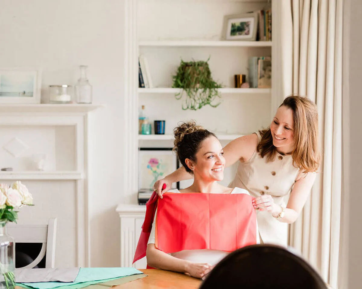 Julia guiding a client through a personal colour consultation